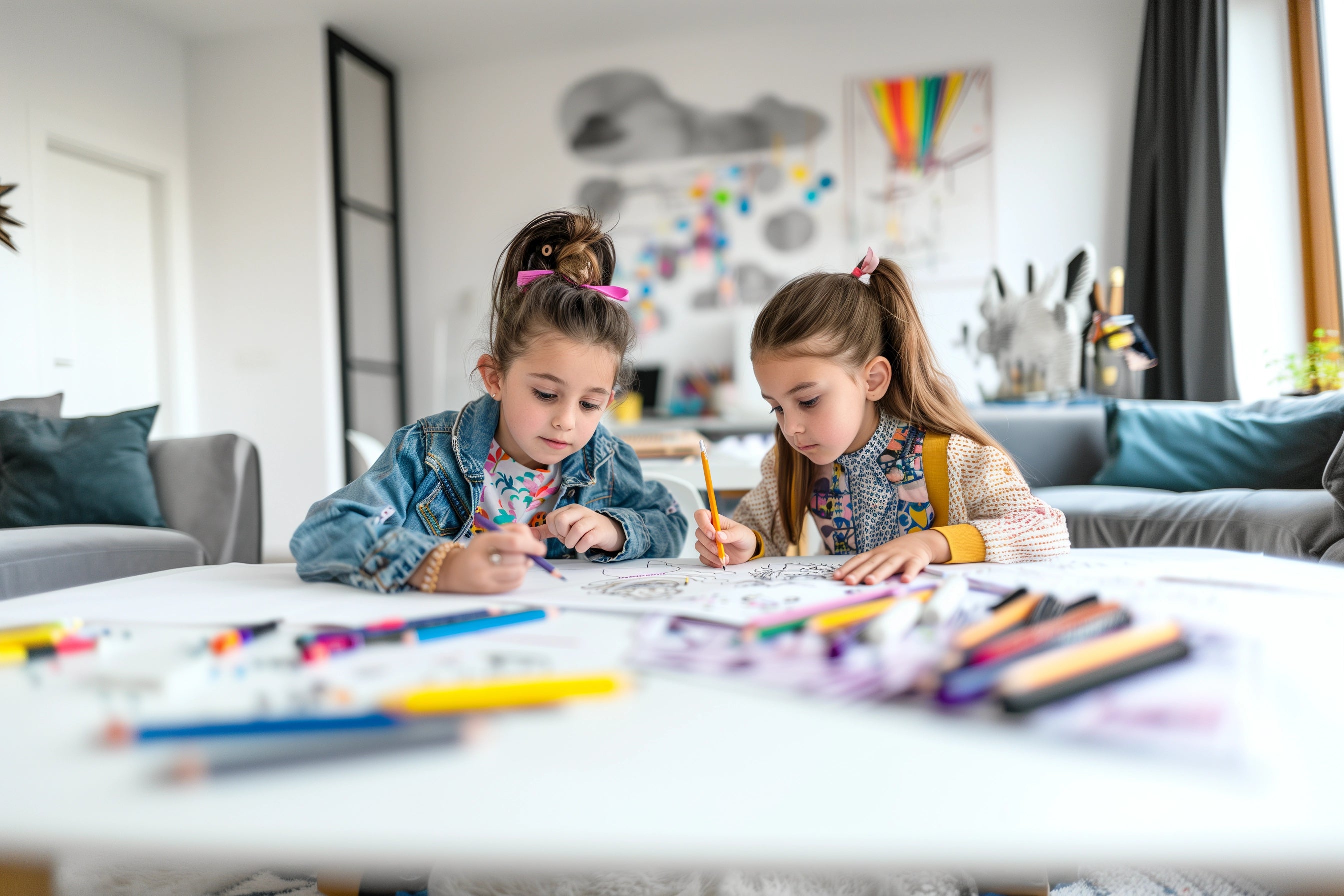 Niñas dibujando y aprendiendo conceptos básicos en introducción al diseño de modas